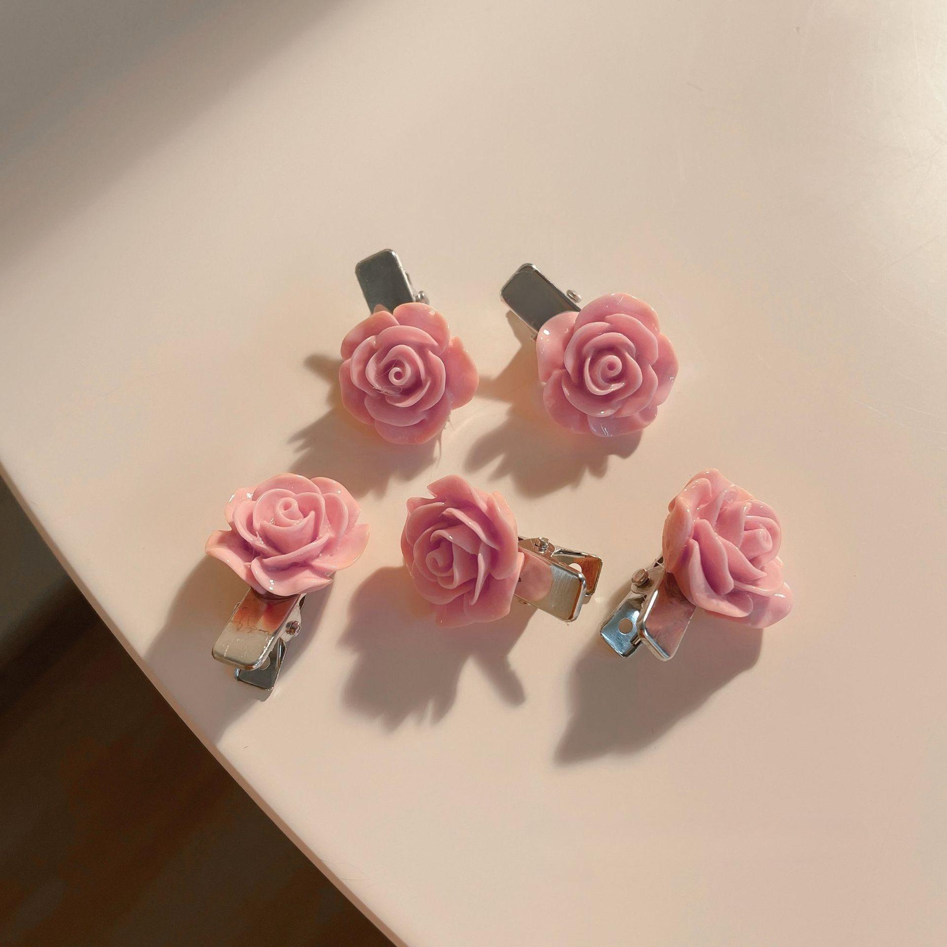 

Elegant and Sweet Rose Bobby Pin Pink Flower Bobby Pins Matching Hair Accessories New Model Y2K Teenage Dopamine Hair Clip 5pcs