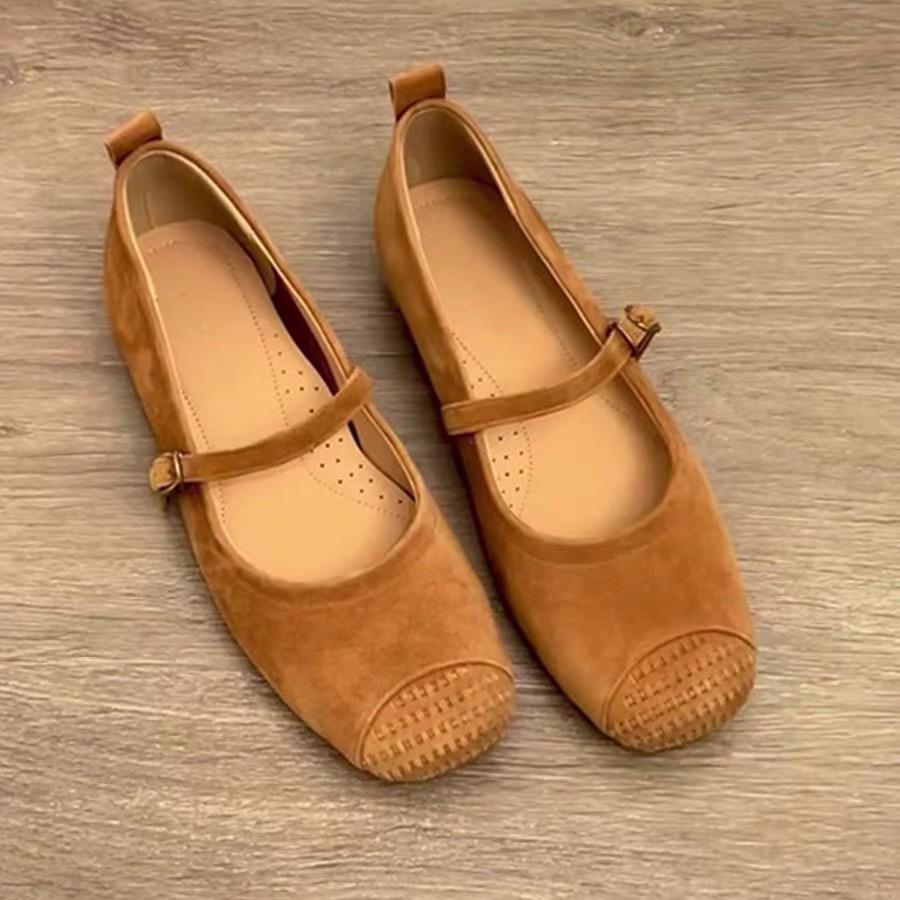 

Super soft lambskin~ French flat single shoes women s skirt versatile ballet evening shoes retro Mary Jane shoes 35 коричневый