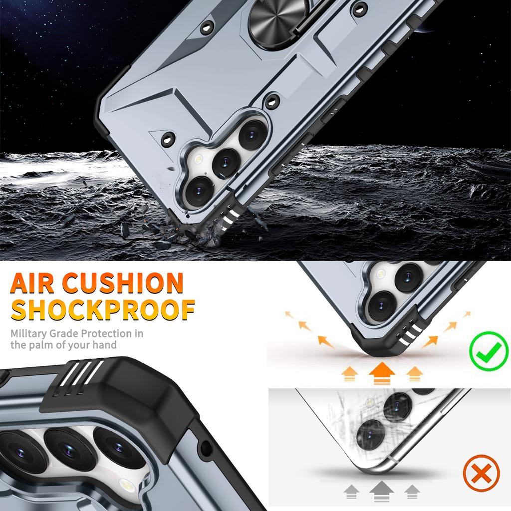 For Samsung Galaxy S24 Case PC+ TPU Ring Kickstand Magnetic Car Mount Phone Cover