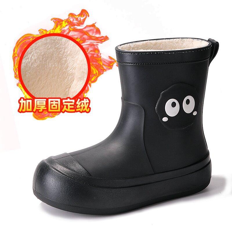 Rain shoes women's new cartoon rain boots adult medium tube water boots wear non-slip student water shoes thermal rubber shoes