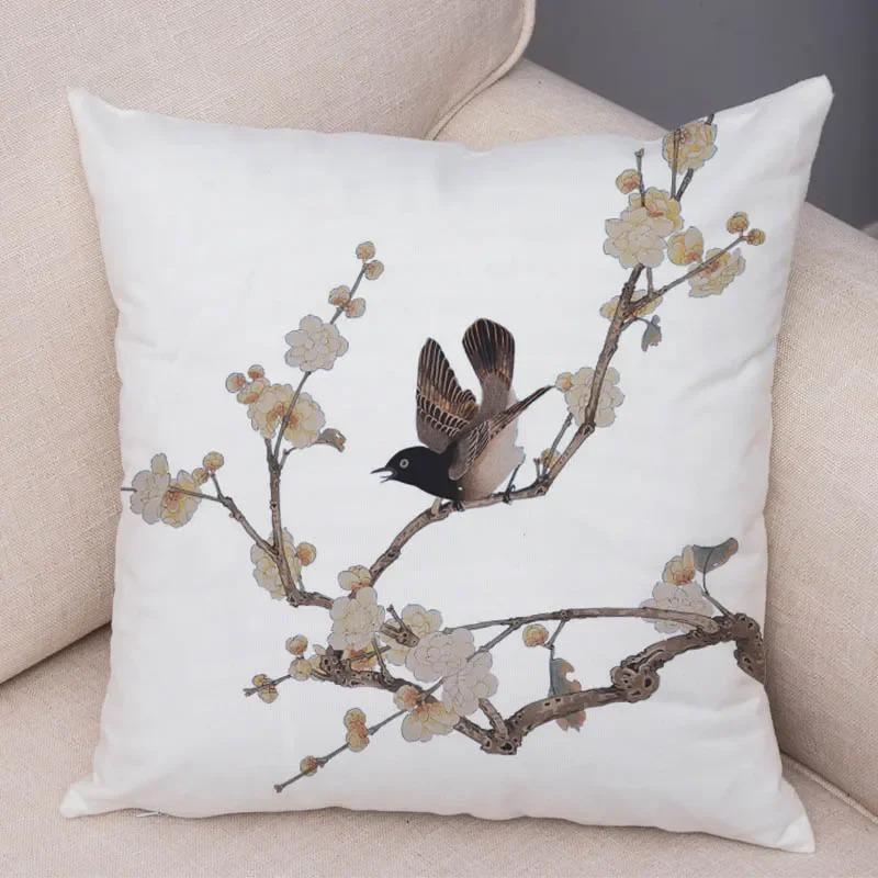 

Акварель Цветочный Воробей Декоративная наволочка Офис Гостиная Автомобиль Украшения Дома Наволочка 45x45cm