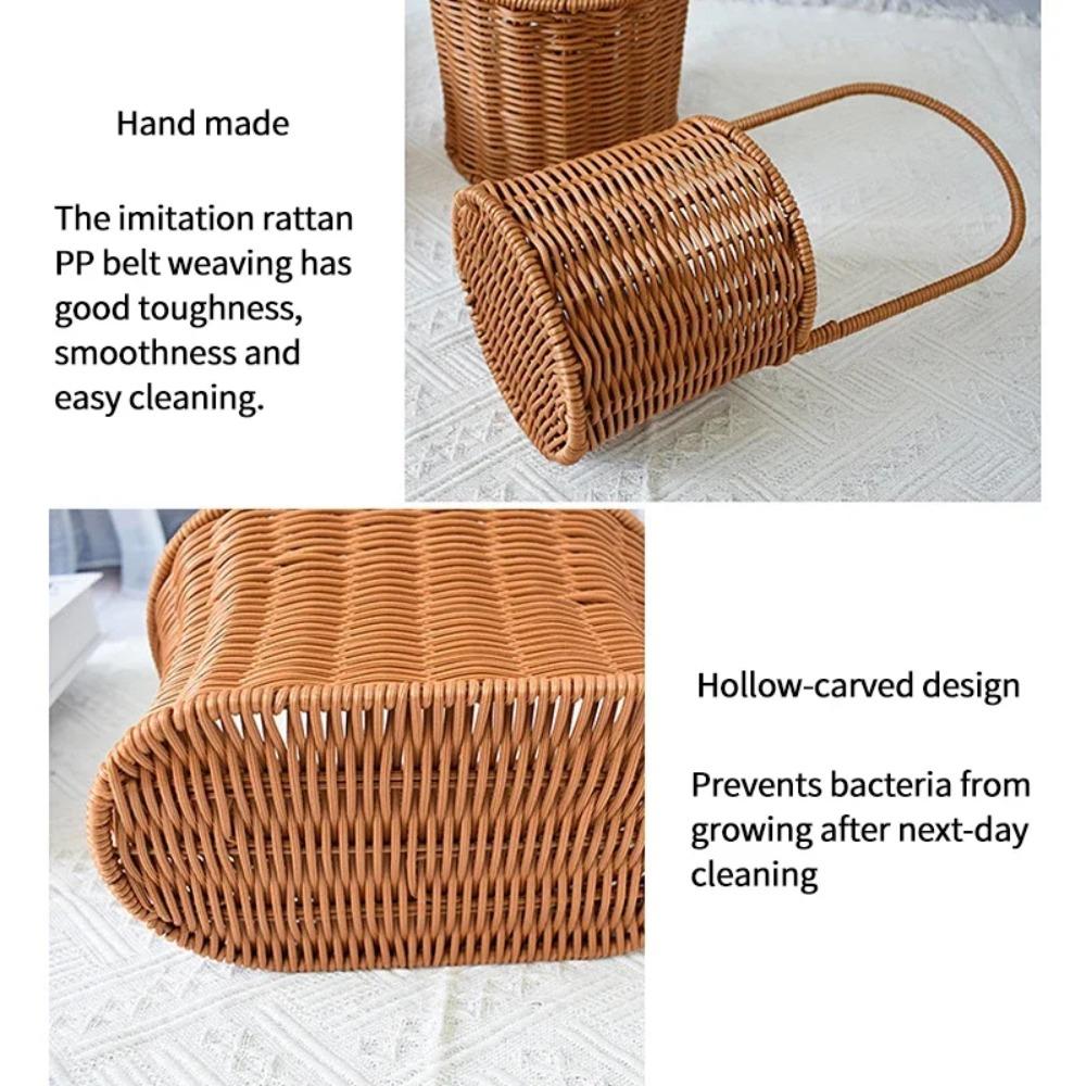 Hand-Woven Flower Arrangement Basket Willow Rattan Picnic Weaving Basket Wedding