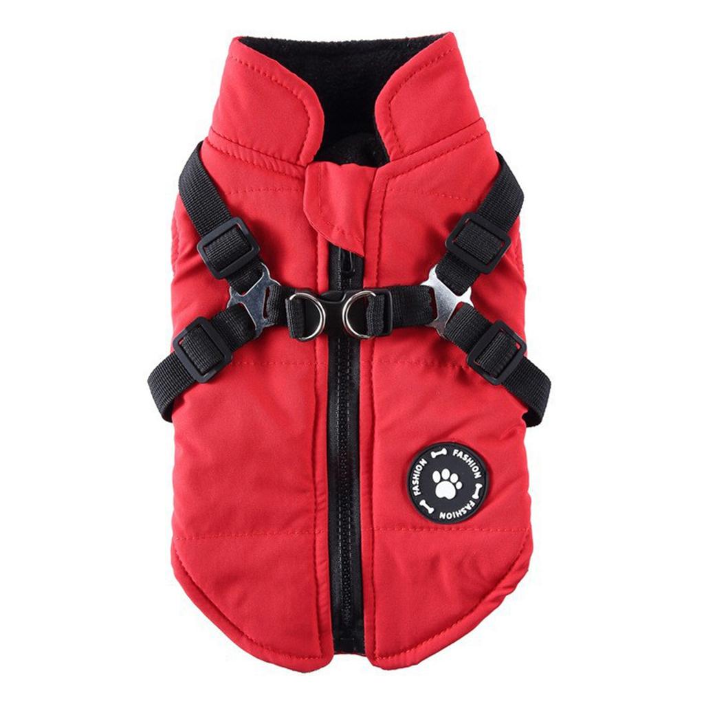 Winter Dog Vest With Integrated  No Pull Waterproof Warm Fleece Back Zipper For Small Medium Dog