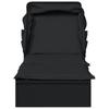 Folding Sun Lounger with Canopy Black 213x63x97 cm Poly Rattan