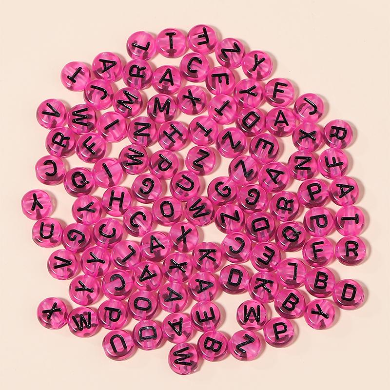 100Pcs Acrylic Letter Beads For Jewelry Making Clear Alphabet 7mm Flat Round Spacer Bead Diy Bracelets Necklace Accessories
