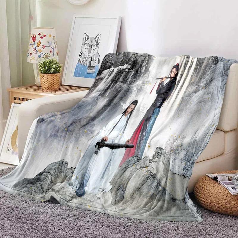 Drama The Untamed xiao zhan wang yi bo Weiche Überwurfdecke, Überwurfdecke, weiche Cartoon-bedruckte Tagesdecke, Tagesdecke, Sofa-Geschenk