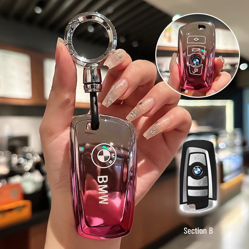 Compatible BMW Key Case for 3 Series, X3, 530Li, 5 Series, 525, 1 Series, 7 Series, and X4 Models - TPU Shell with Buckle.