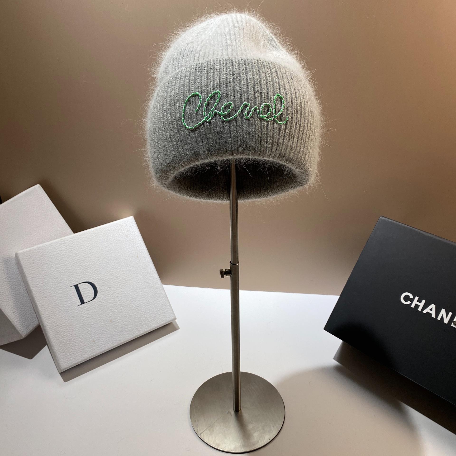 

Xiaoxiangfeng Rabbit Fur Double-Fold Knitted Hat Winter Nordic Thickened Warm Plush Pullover Hat Wool Hat one size fits all