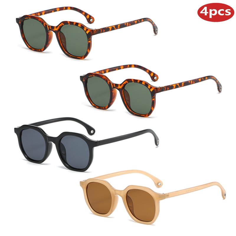 Car Sun Glasses 4pcs Classics Oval Sunglasses Women Trendy Brand Designer Green Leopard Sun Glasses Female Driving Eyeglasses