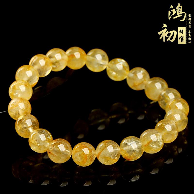 Hongchu Crystal Natural yellow topaz round bead bracelet Yellow Topaz Gemstone Bead Bracelet Straight
