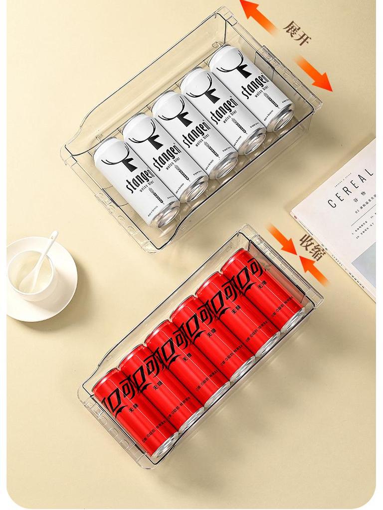 Retractable Plastic Refrigerator Organizer: Stackable Beverage and Food Storage Container