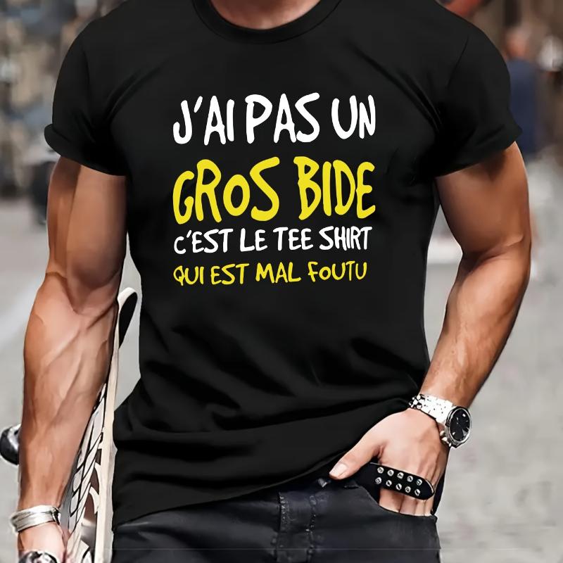 

French Slogan T-Shirt,Soft Breathable & Fade-Resistant, Classic Fit for Daily Casual Wear XXL чорний
