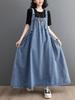 Plus Size Women's Summer Denim Overall Dress - Loose, Slimming, Korean Style for Maternity and Big Swing
