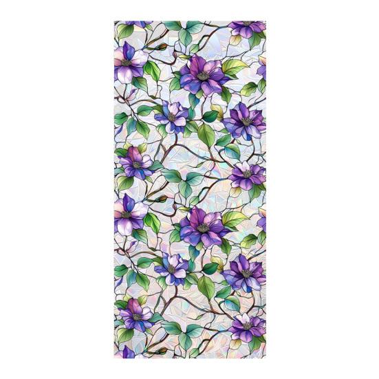 Window Privacy Film, Stained Glass Pattern Decorative Window Sticker, Rainbow Static Cling, Sun Blocking Reusable Decals for Glass Doors, Bedroom