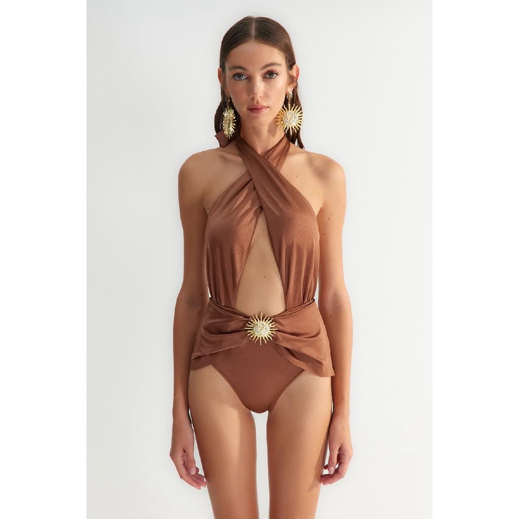 X Zeynep Tosun Black Sun Accessory Detailed Swimsuit Tclss23ma00001