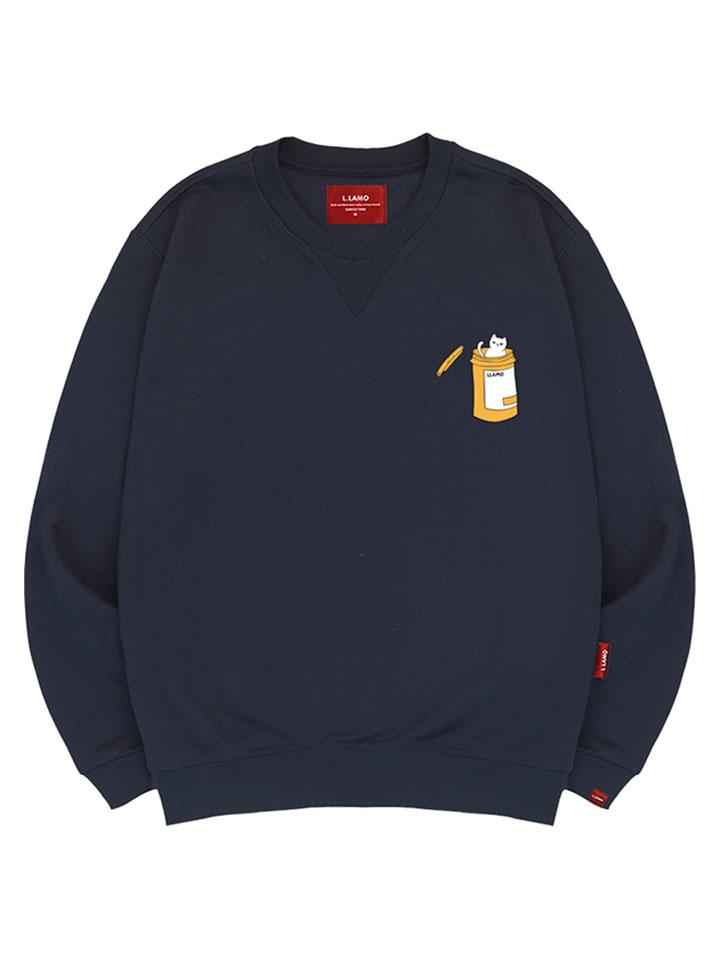 Ellamo Cat In The Can Sweatshirt Unisex Big Size S~4Xl (Type A)