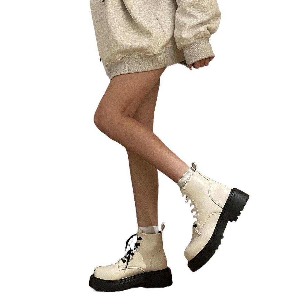 Erhöhte Plattform Retro Britischer Stil vielseitige Martin Stiefel Damen Herbst dünn neu 2025 ins Tide Stiefeletten cool