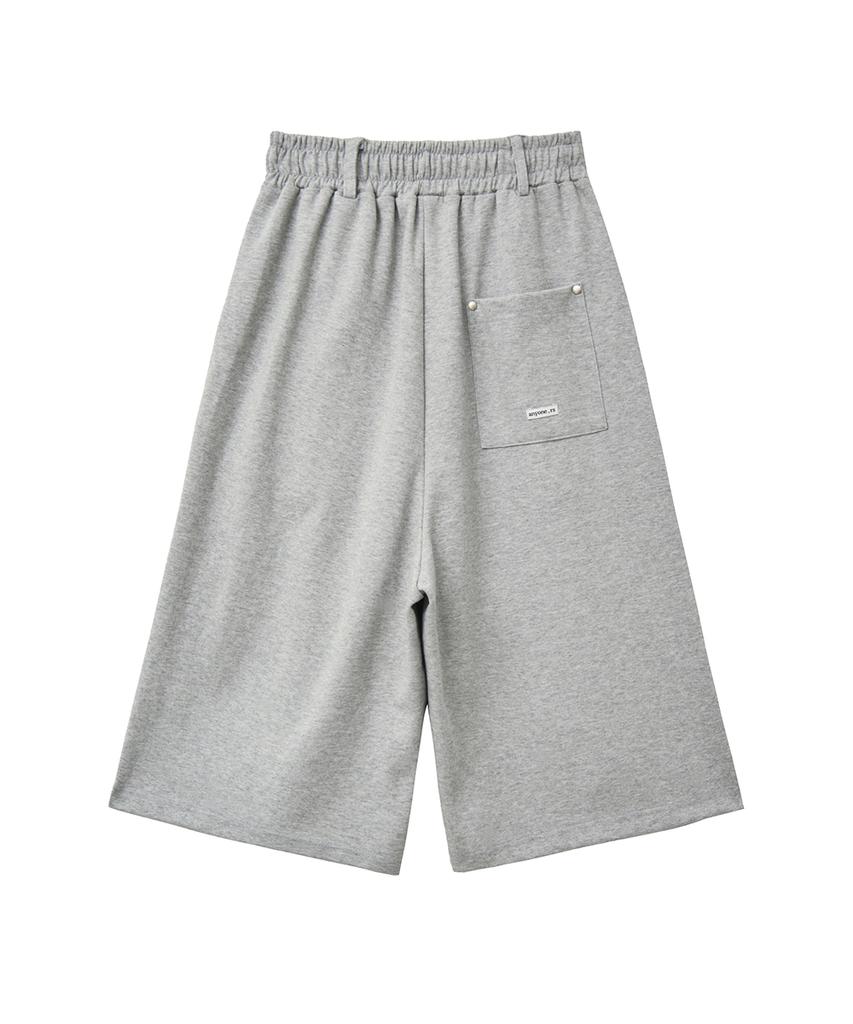 Lense One-Tuck Wide Bermuda Pants Melange Gray