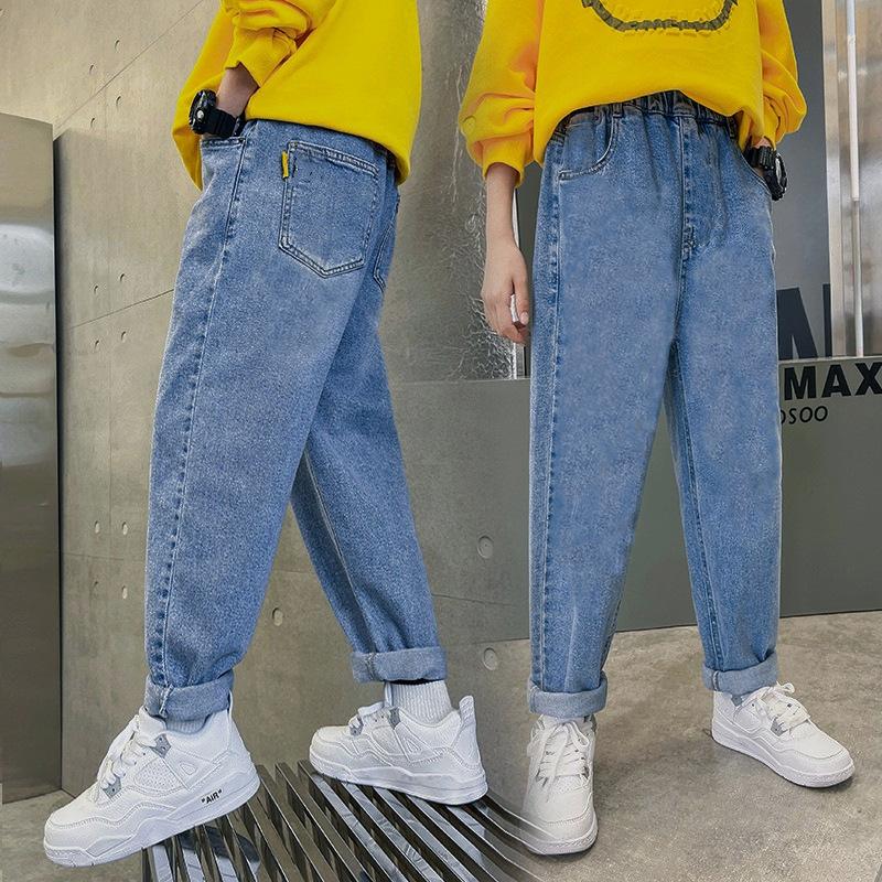 

Дитячий одяг Повсякденні джинси для хлопчика Штани Денім Бавовна Еластична талія Джинси Дитячі повсякденні штани 160CM