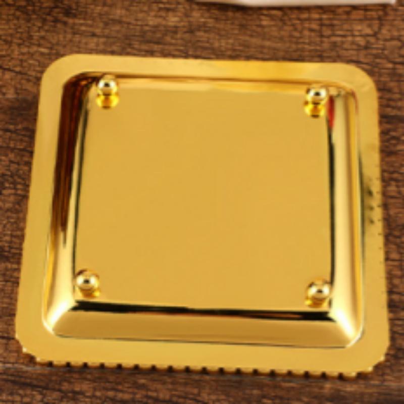 European Fruit Plate, Home Square Shaped Plate, Golden Niche Retro Snack Plate, Pastry Tray Creative Home Living Room Decoration