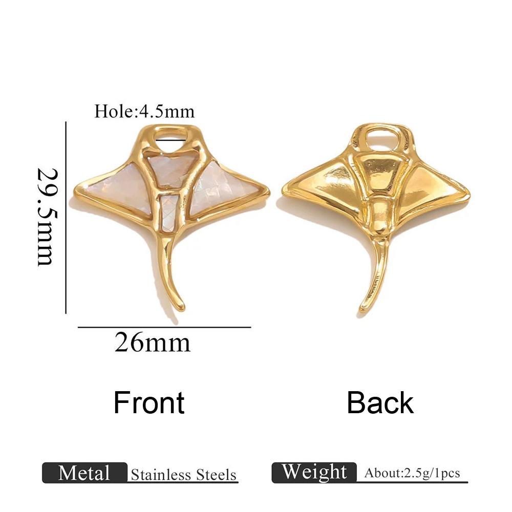 Turtle Starfish Conch Inlaid shell Stainless Steel Pendant For Women Summer Beach-style DIY Making Charm Fashion Jewelry