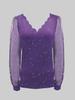 European Style V-Neck Long Sleeve Mesh T-Shirt