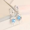 Runxin Elegant Heart Rhinestone Dangle Hoop Earrings for Women - Japanese Korean Fashion Style
