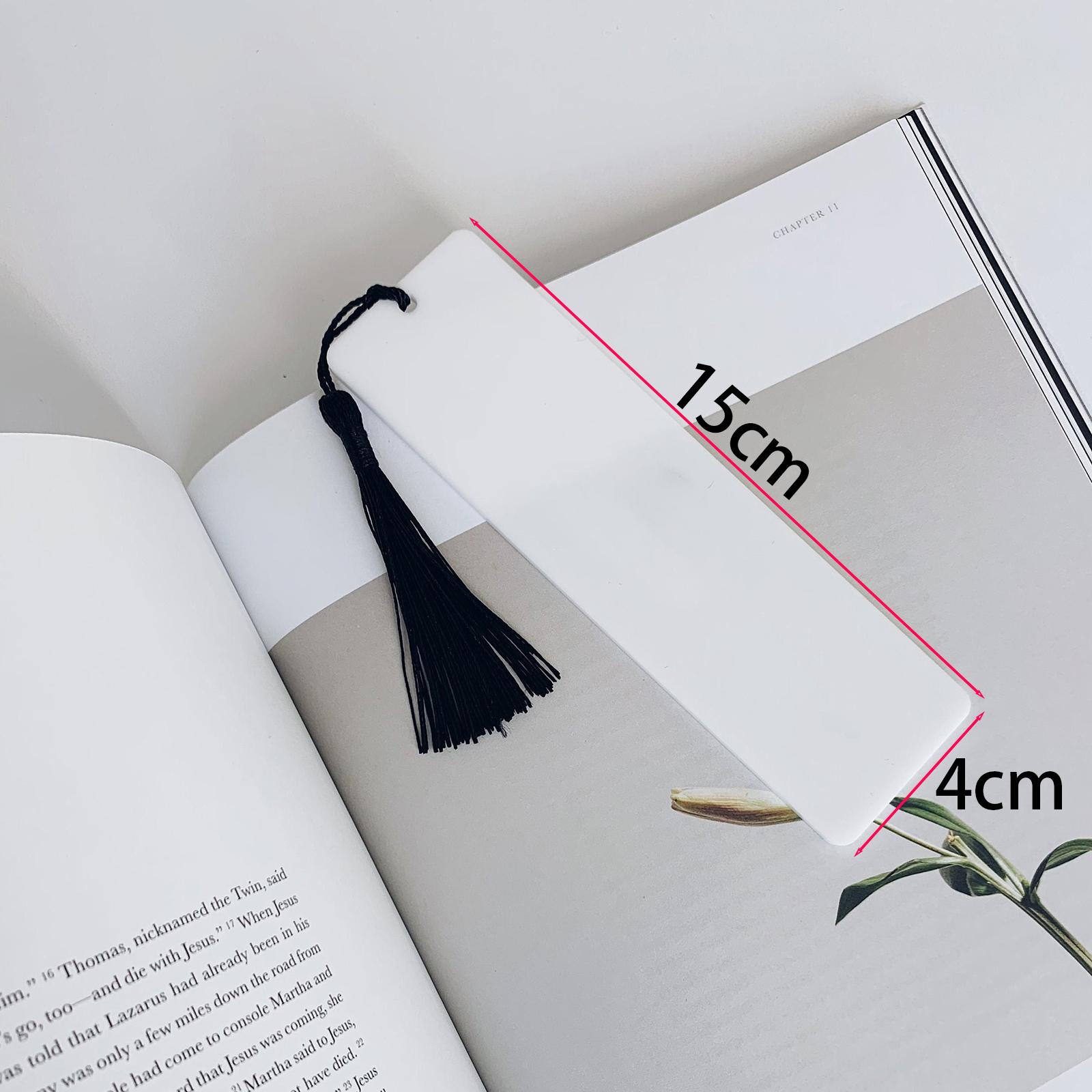 

Blanks Acrylic Bookmarks Wedding Place Name Card for DIY Black Calligraphy Bookmark Reading Gifts Tag Party Banquet Place Decor 15PCS with tassel білий