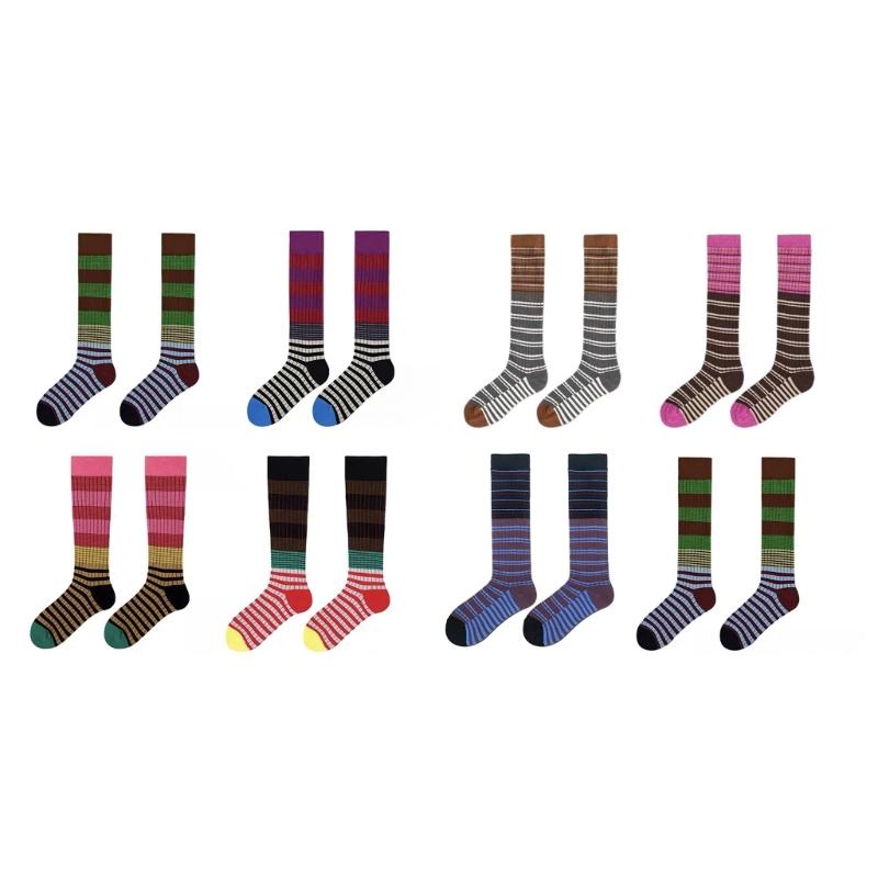 Damen Kniestrümpfe, Modische Gestreifte Strümpfe Cosplay Oberschenkelhohe Strümpfe Schlauchsocken Gestreifte Lange Stiefelsocken