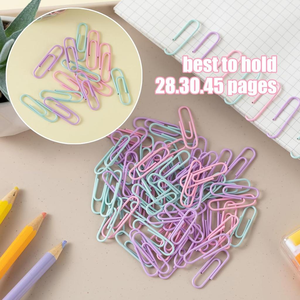 Pastel Colors Paper Clips, 1000PCS Small Colorful Paper clips1.1 inch, Durable and Rustproof, Great for Office School Organizing