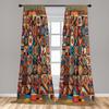 Ambesonne Bohemian Curtains   Patchwork Inspired Squares with Mandala Blooms and Folk Geometric Art   Window Treatments 2 Panel Se