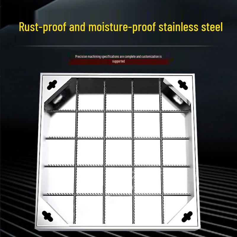 Stainless Steel Square Manhole Cover with Rain & Sewage Mark - 201/304 Decorative & Invisible Design
