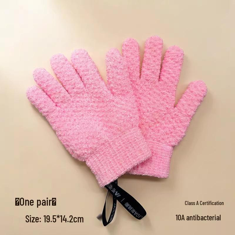 2026 Exfoliating Five-Finger Bath Glove – Unisex Back Scrubber for Independent Use Pair розовый
