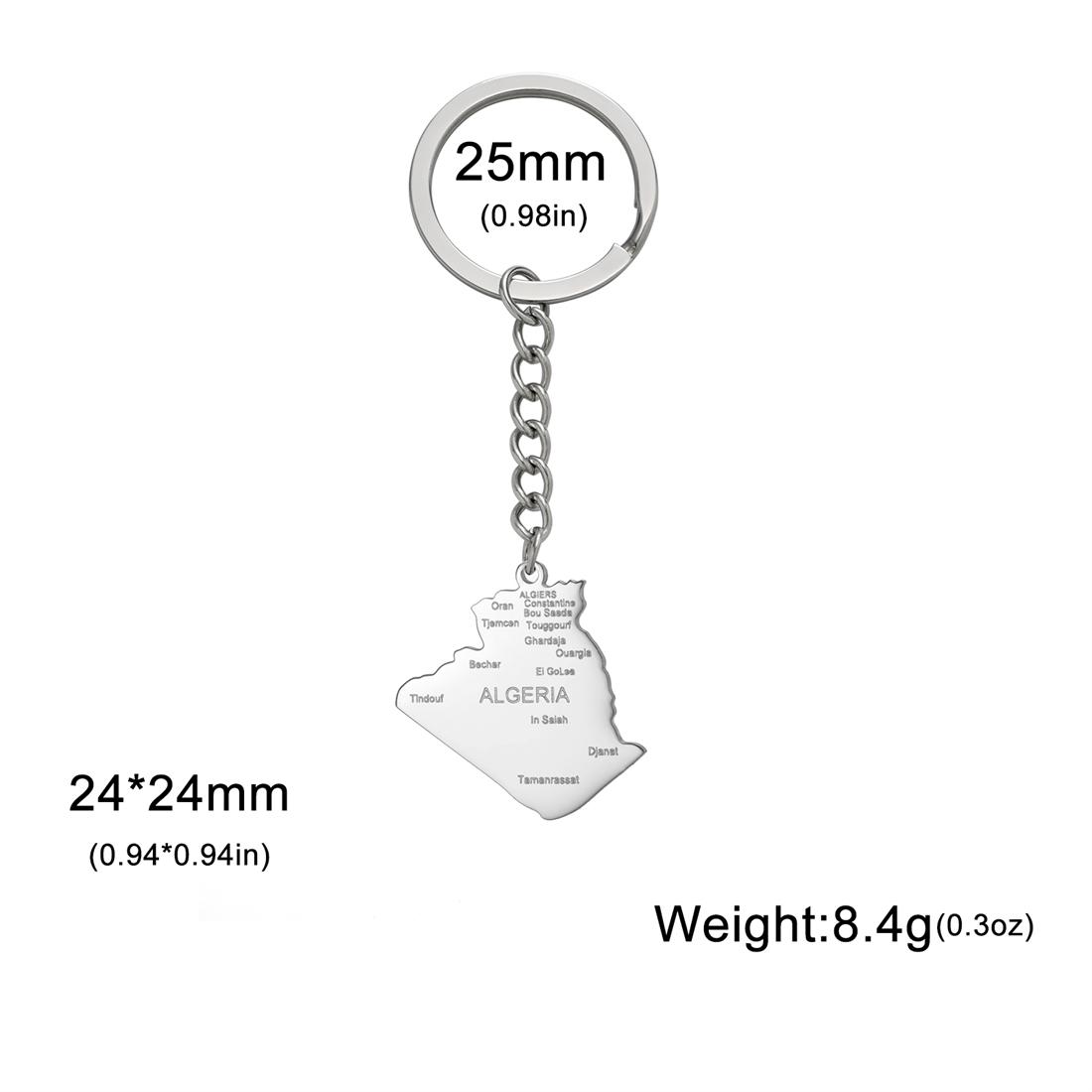 Algeria Map City Name Necklace Stainless Steel Fashion Map of Algerian Keychain Earrings African Ethnic Jewelry Gift