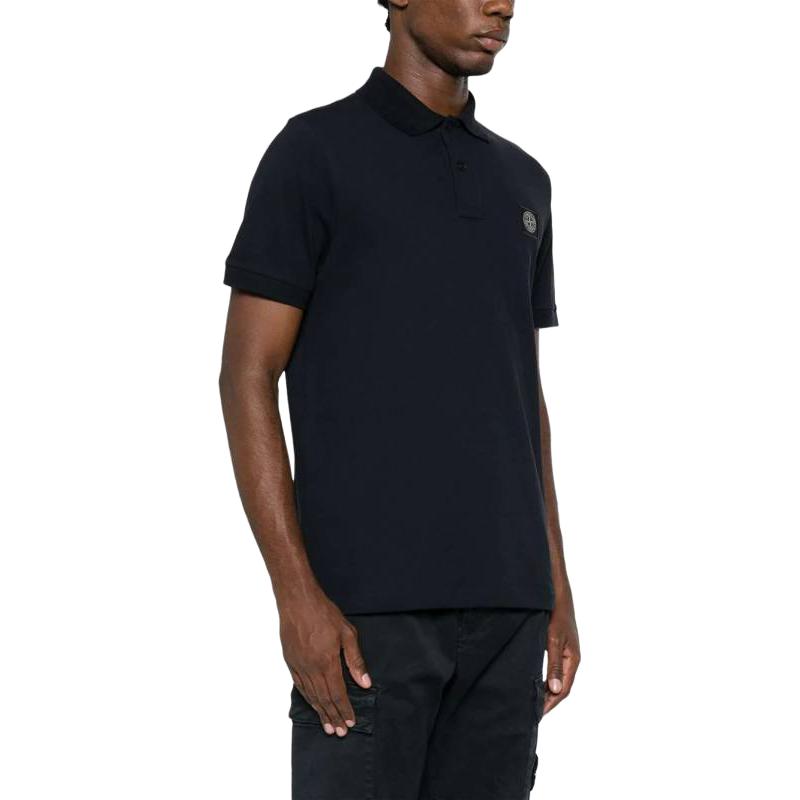STONE ISLAND Polo à Manches Courtes Uni avec Patch Logo Homme Hauts Bleu Marine 81152SC17-A0020