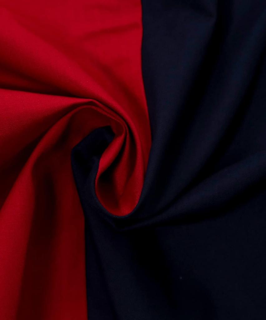 KYOETSU Men's Two-Tone Samue with Switching Clothes (Size L, Navy/Red)