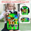 Box Printed Backpack Music Game Student Schoolbag Lunch Bag Pencil Case Set