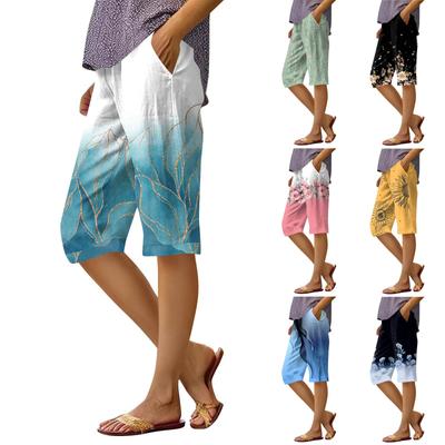 Damen-Shorts mit Druck, modische Tasche, elastische Taille, lässige Shorts