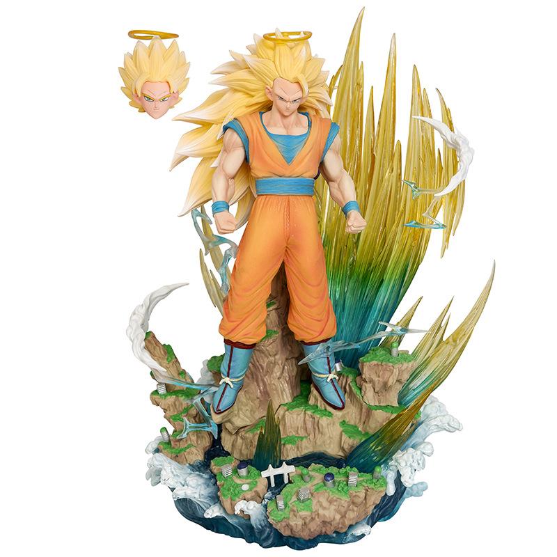 33cm Anime Dragon Ball Z Super Saiyan 3 Son Goku Battle Ver. PVC Action Figure Game Statue Collectible DBZ Model Toys Doll Gifts