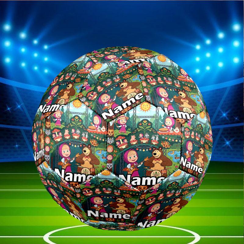 Custom Name Personalized Masha and the Bear Print Size 5 Soccer Ball Training & Match Football, for Team, Kicking, Gift for Football Enthusiasts