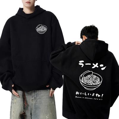 Harajuku Ramen Japanese Double Sided Printed Hoodies Autumn Winter Men Women Fashion Y2k Sweatshirt Unisex Fleece Pullovers