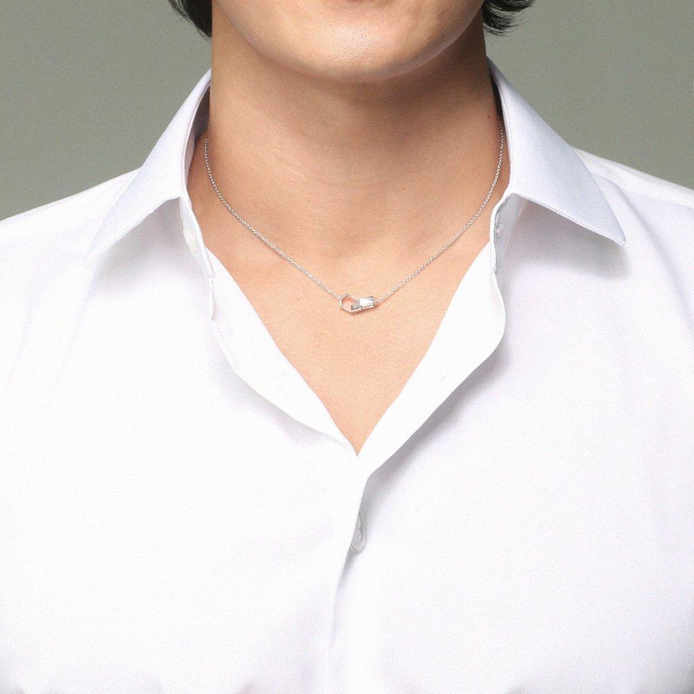 Patrick Necklace 92.5 Silver Necklace White Trm Ptn13Shlk