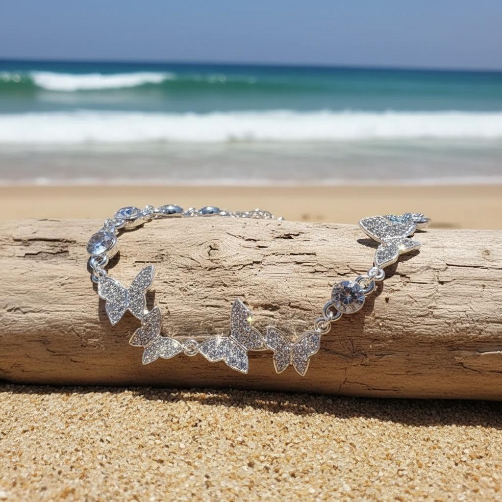 New Zircon Butterfly Bracelet for Women, Popular On Social Media, Korean Version, Simple and Stylish, Personalized, Adjustable Pull-string Bracelet