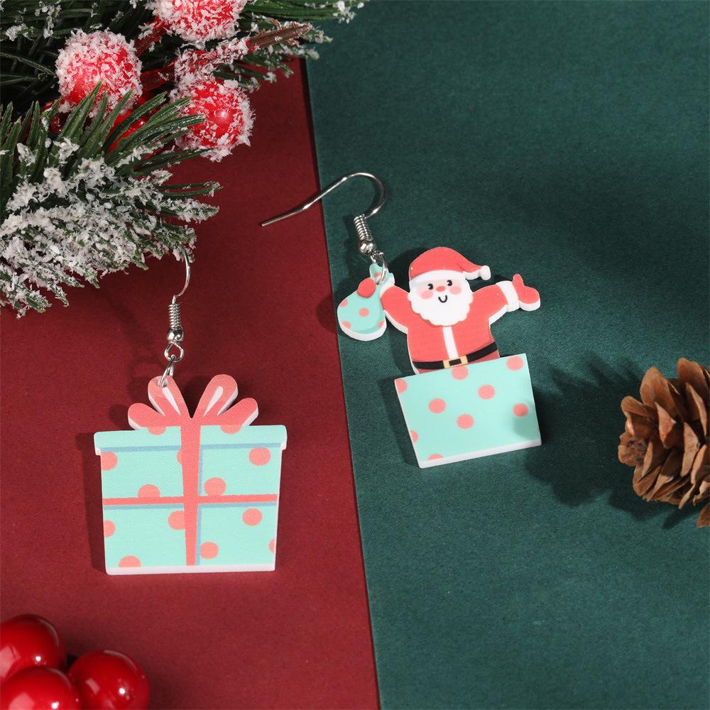 Full Hosting Eco-Friendly Acrylic Earrings, Christmas Snowman Christmas Tree Santa Earrings
