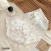 10A Antibacterial Floral Lace Trim Cotton Crotch Mid-Waist Girly Briefs