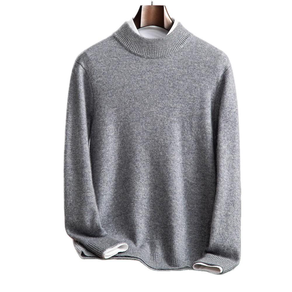 Cashmere sweater, semi-turtleneck sweater, loose and thickened long-sleeved bottomed knitted sweater, with a new top inside.