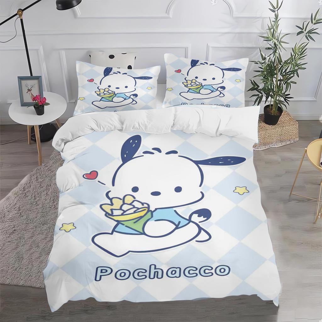 Pochacco Sanrio Quilt Cover Cartoon Puppy Anime Duvet Printed Comforter 100% Polyester Bedding Twin Size Children Gift