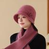 Autumn And Winter Hats Women'S Solid Color Flower High-End Mother Hat Plush Rabbit Fur Warm Knitted Wool Hat