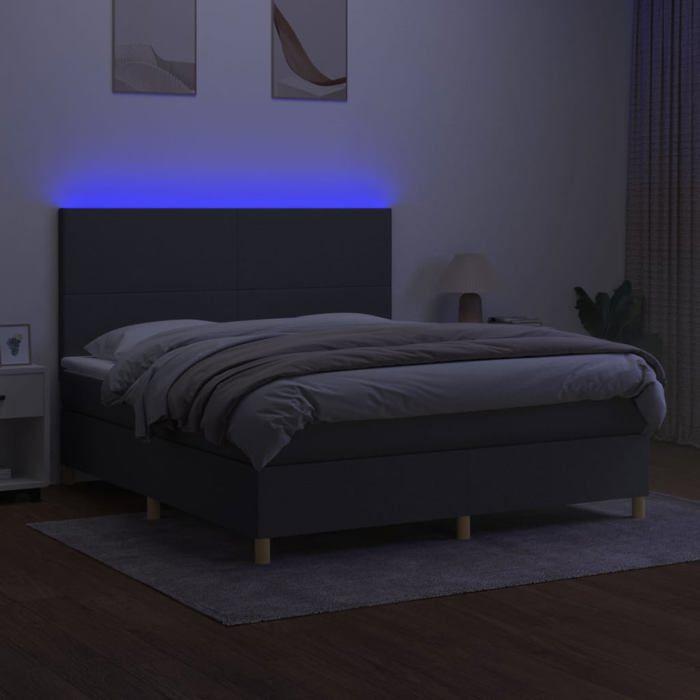 Maison Exclusive - Sommier à lattes de lit et matelas et LED Gris foncé 160x200 cm