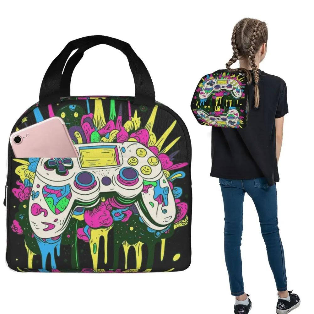 Borsa Termica per Pranzo Isolante Astratta Colorata con Graffiti per Gamer Bambini Scatole per Cibo Portatili Borsa Termica Tote